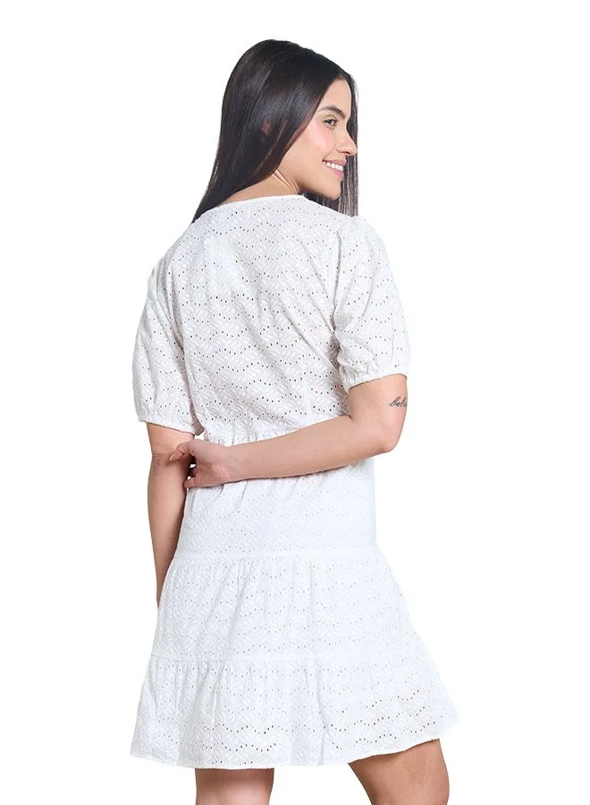 Asharae  Women's Puff Sleeve Dress With Tiers Comfortable Material, Breathable Daily Wear, Casual Fashion Outfit, Special Occasion Outfit, Trendy & Chic Apparel for Women | Best Price UAE